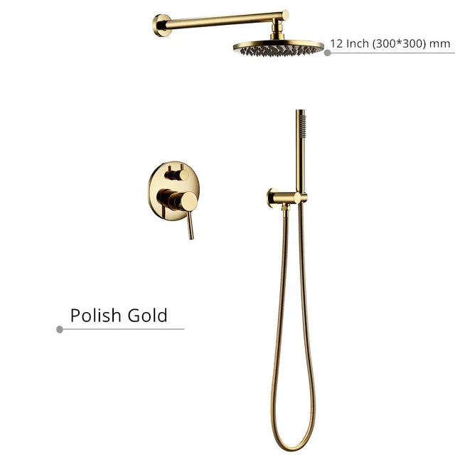 Black Shower System Bathroom Faucet Mixer Diverter Tap