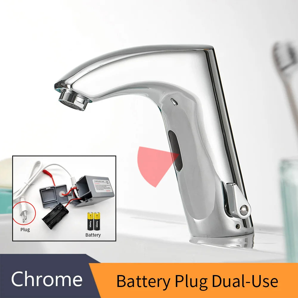 Black Bathroom Faucet Electric Automatic Sensor Mixer Touchless