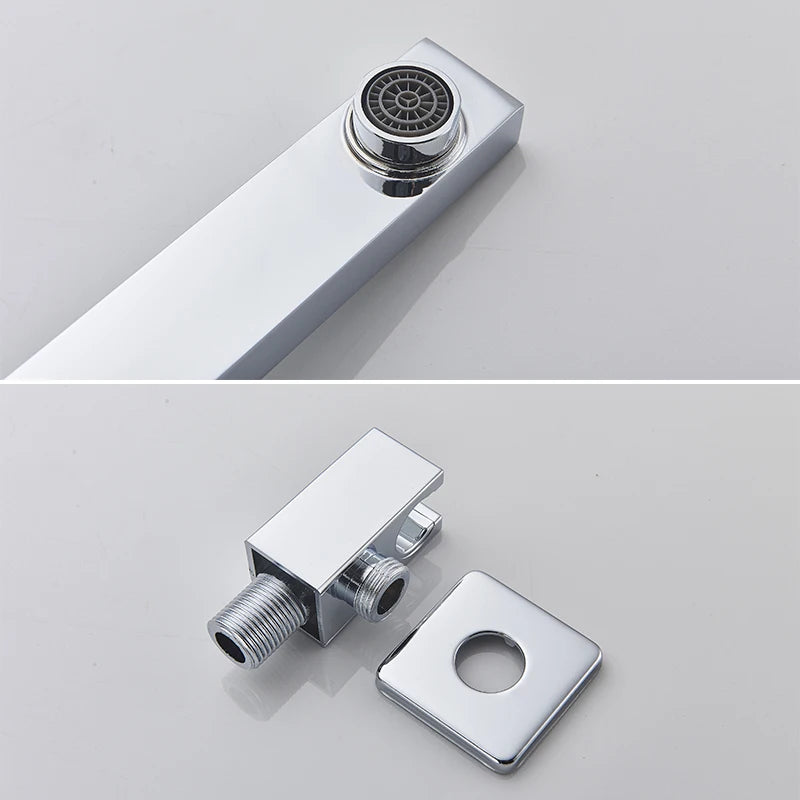 Bathroom Wall Mount Thermostatic Rainfall Shower Faucet Chrome