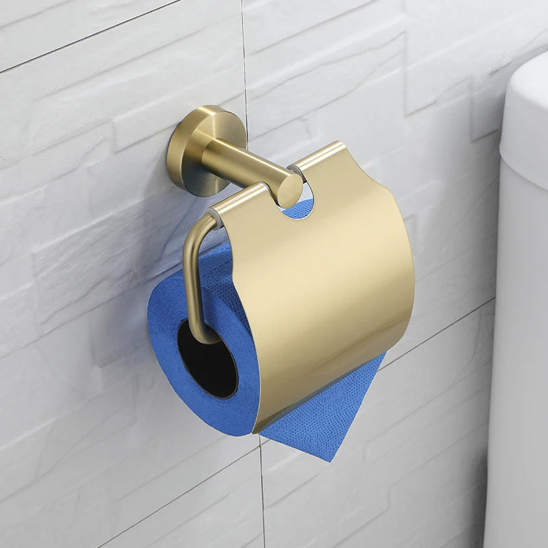 Bathroom Hardware Brushed Gold Toilet Brush Holder Robe