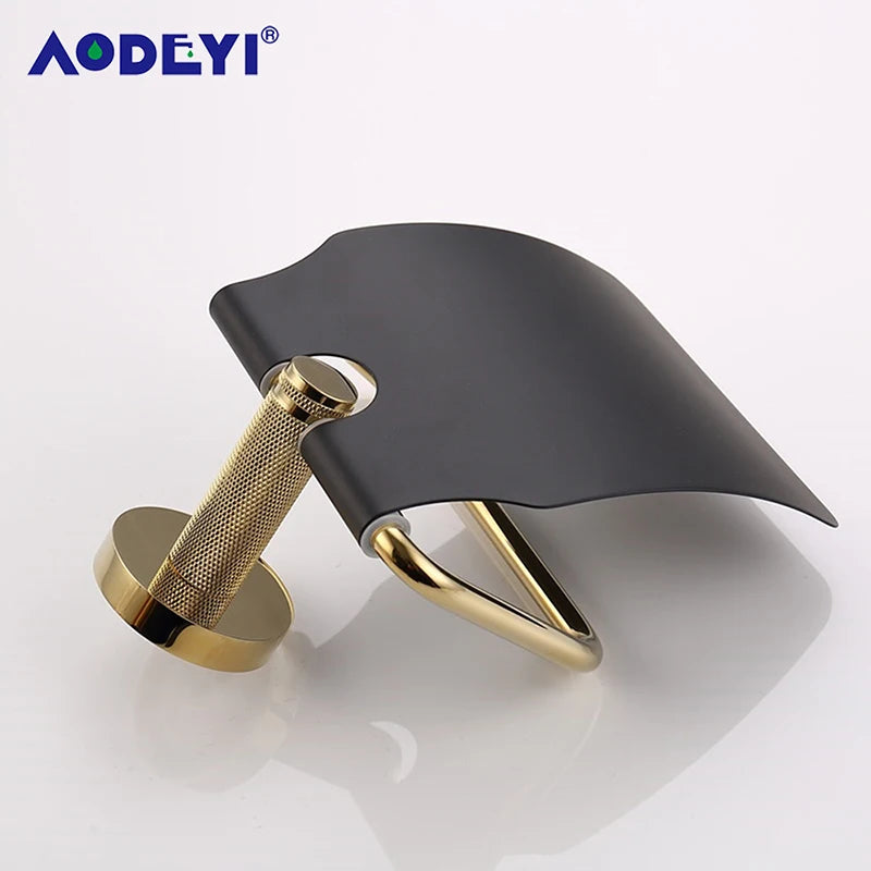 Bathroom Hardware Black Robe Hook Gold Towel Rail