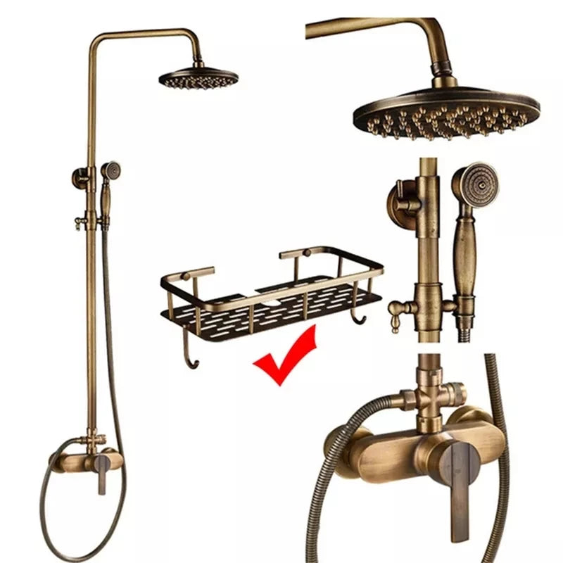 Antique Brass Style Shower Faucet Handle Handheld Shower