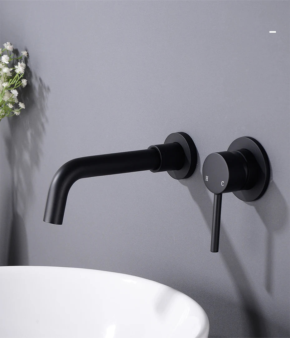 Black Bathroom Sink Faucet Brass Tap Cold Wash