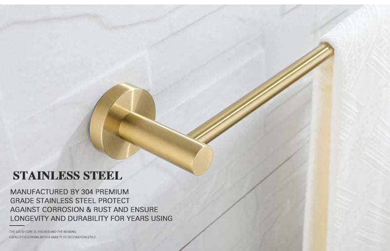 Brushed Gold Towel Bar Rack 304 Stainless Steel