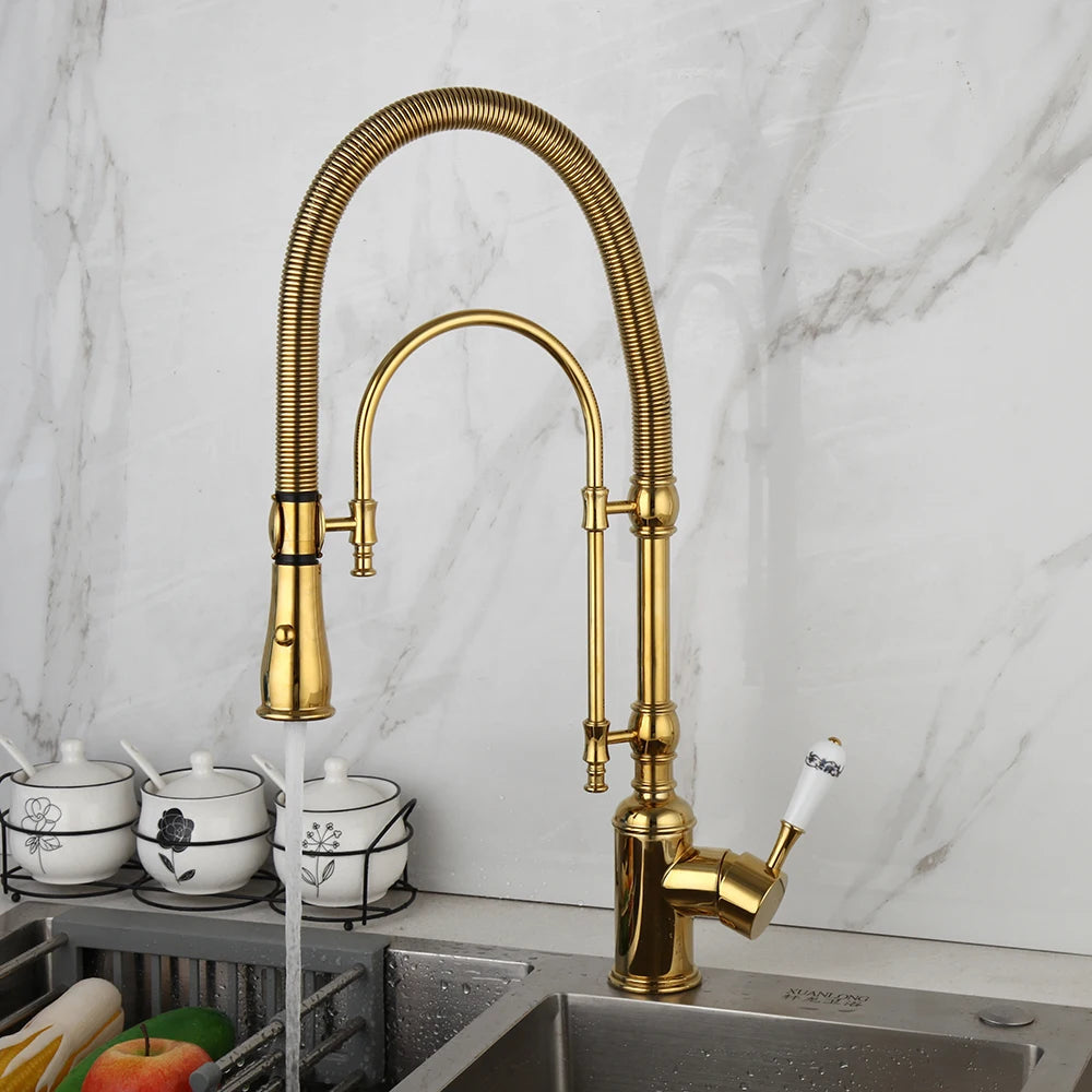 Zappo Gold Chrome Sink Faucet High Arc 360