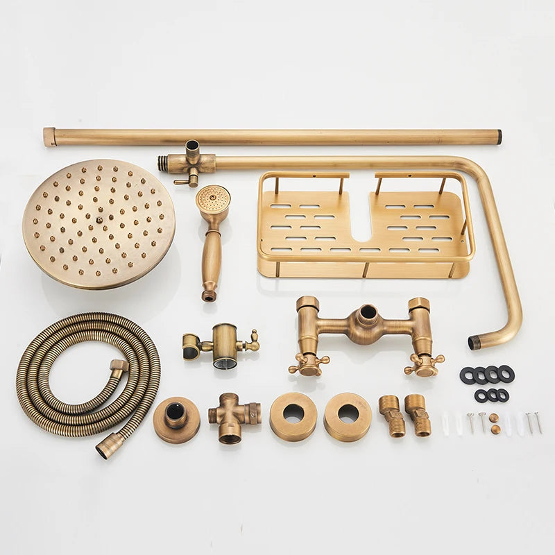 Rozin Brass Antique Bathroom Shower Faucet Wall Mount