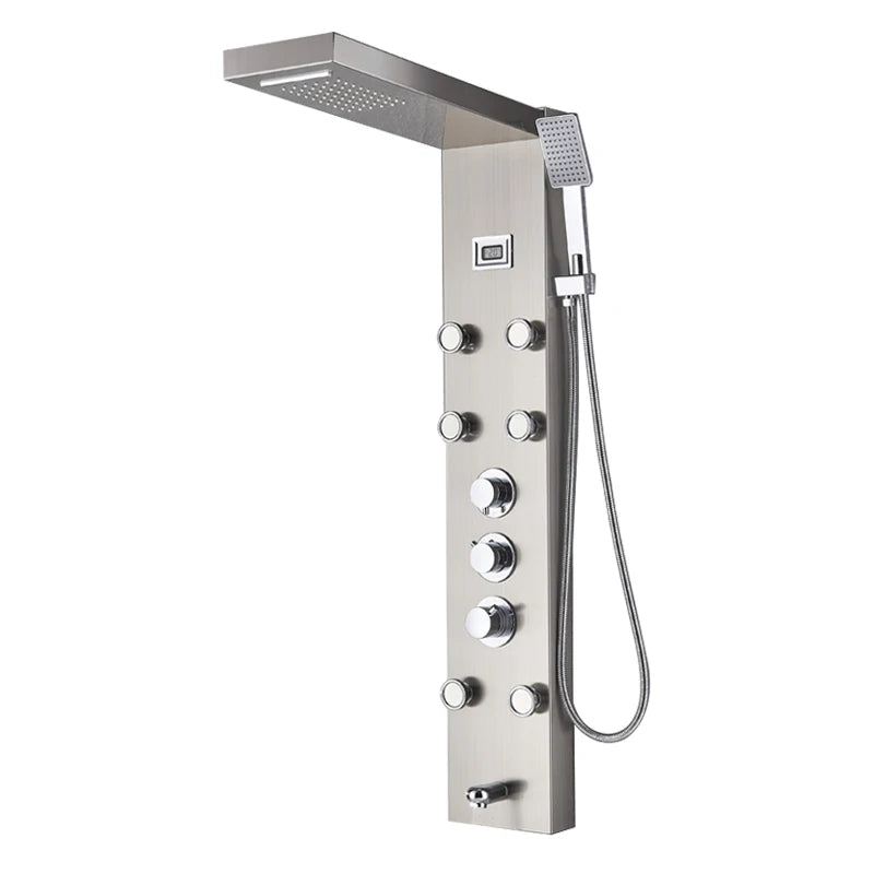 Black Bath Shower Thermostatic Mixer Shower Panel Rainfall