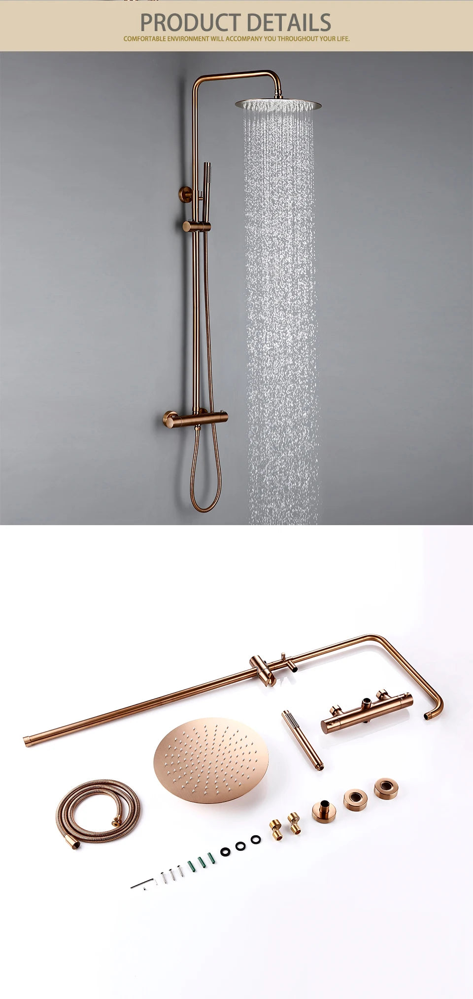 Thermostat Mixer Shower Wall Mount Bathroom Faucet Diverter