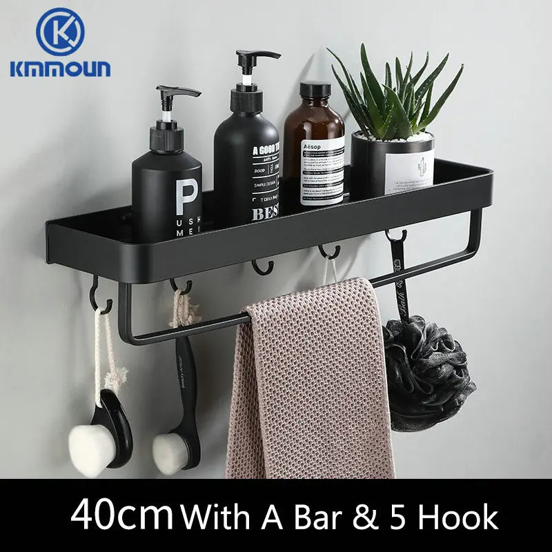 Black / White Bathroom Shelf Shampoo Holder Storage