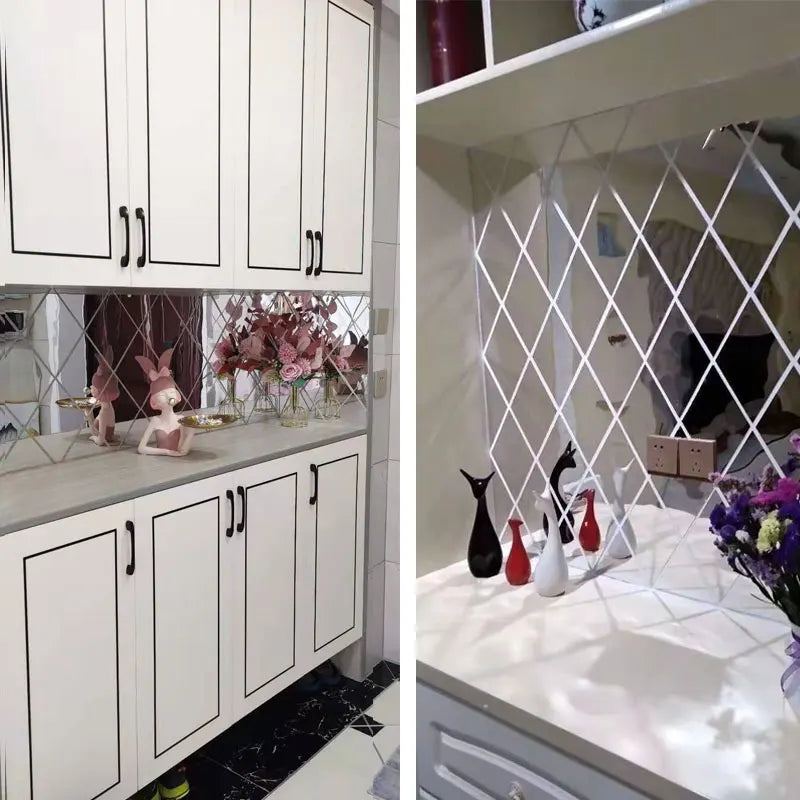 3d Mirror Stickers Diy Acrylic Triangles Self-Adhesive Diamonds