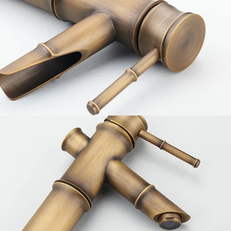 Bathroom Basin Faucet Antique Brass Bamboo Shape Faucet