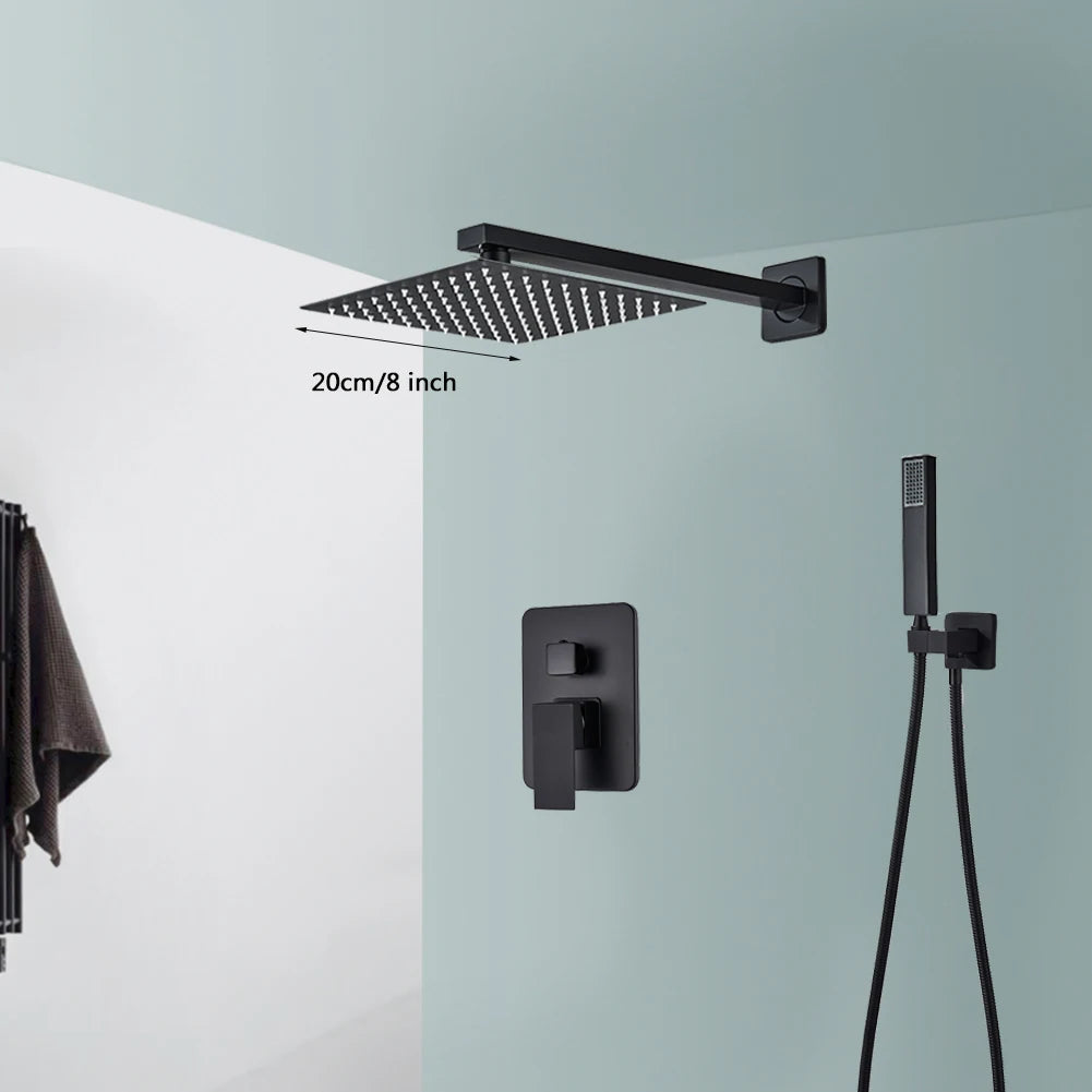 Black Shower Faucets Wall Mounted Rainfall Shower System