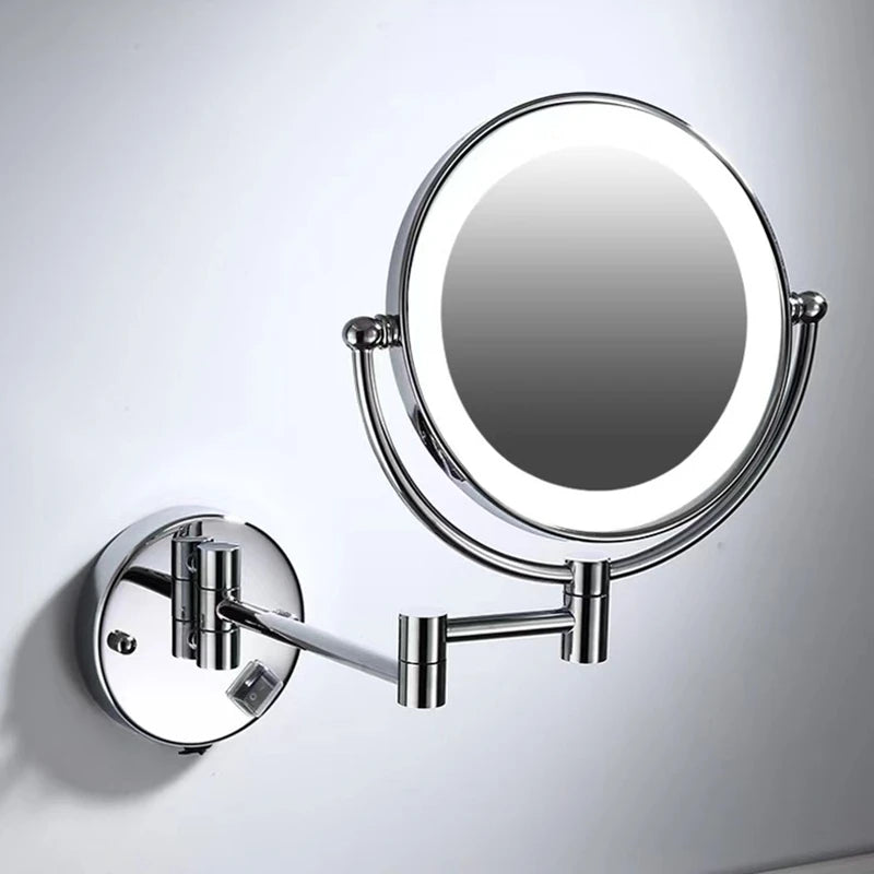 Silver Brass Dual Side Led Light Bathroom Mirror