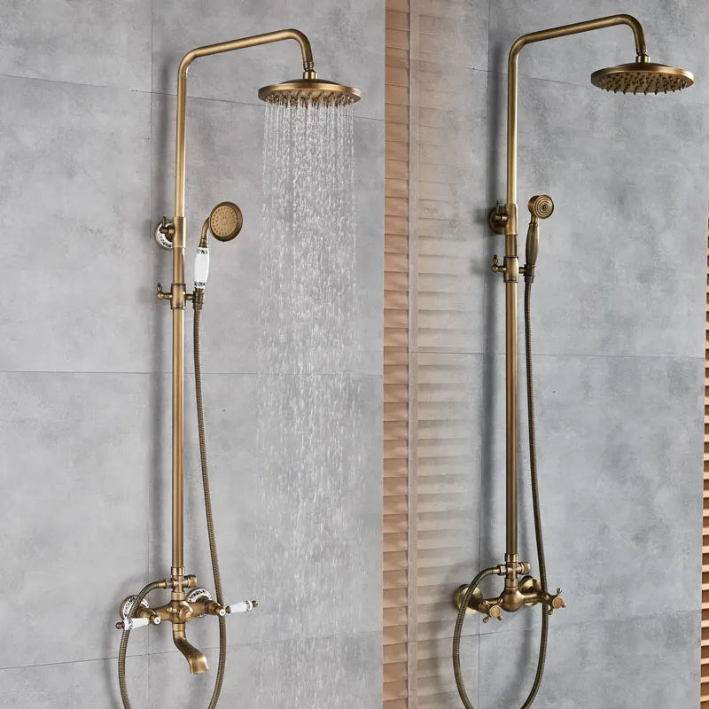 Classic Antique Brass Bathroom Shower Faucet Bathtub Shower