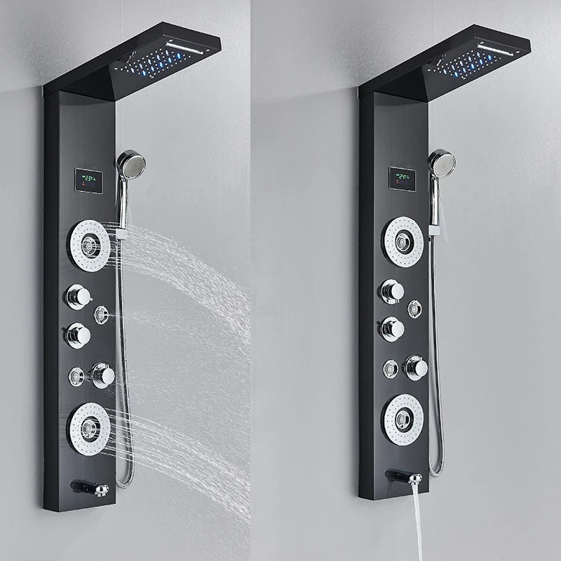 Led Shower Panel Tower System Rain Waterfall Shower