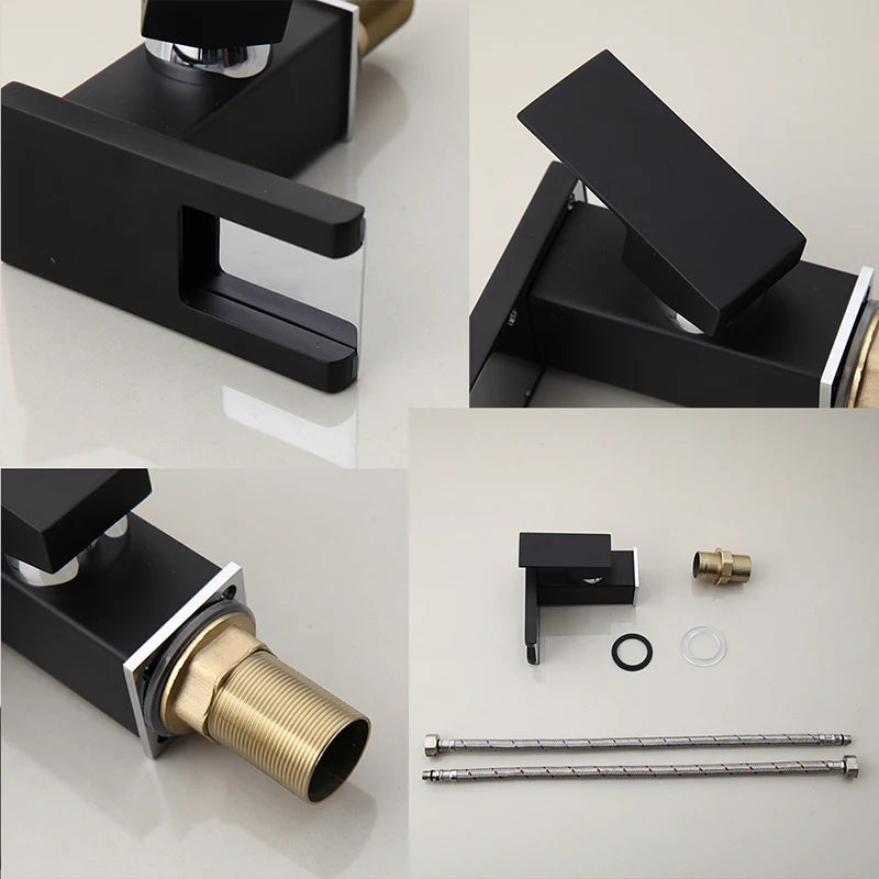 Bathroom Hydropower Led Waterfall Faucet Sink Basin Mixer