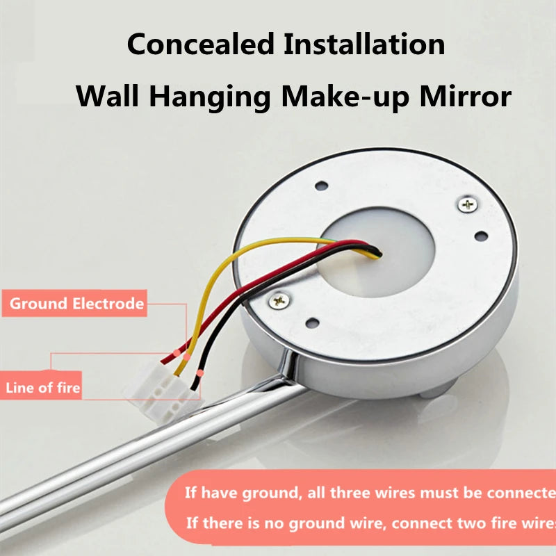 Silver Brass Dual Side Led Light Bathroom Mirror
