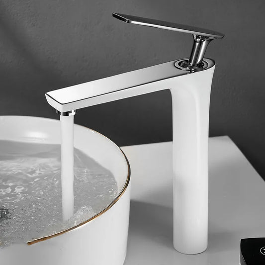 White Chrome Faucet Bathroom Sink Faucets Cold Water