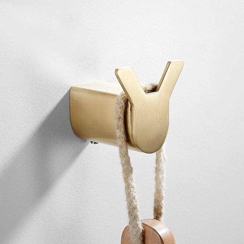 Brush Gold Stainless Steel Clothes Hook Wall Mounted