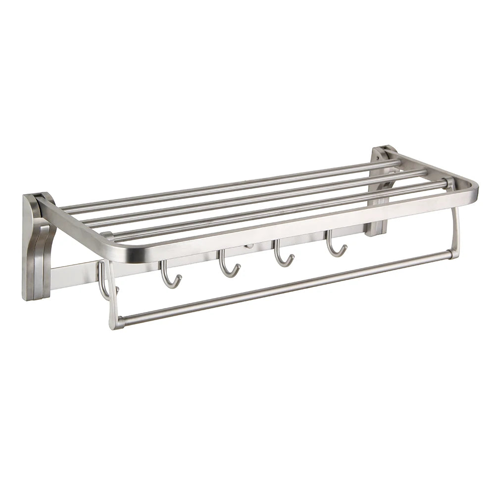 Taicute Towel Rack Shelf Hooks Movable Bar Sus
