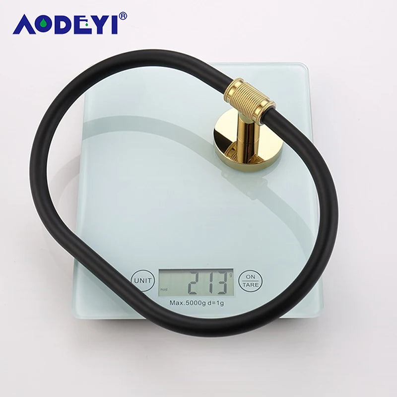 Bathroom Hardware Black Robe Hook Gold Towel Rail