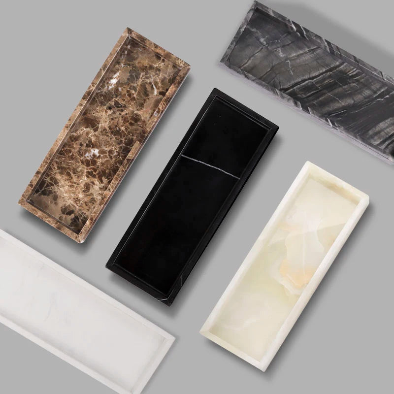 Real Natural Marble Tray Handle Luxury Rectangular Washbasin