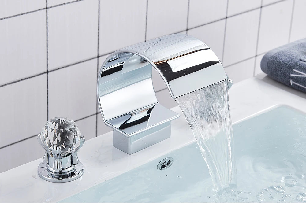 Wanmivezlo Waterfall Bathroom Basin Faucet Deck Mounted Cold