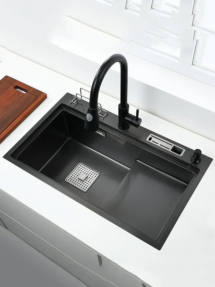 Black High Low Sink Sink Knife Holder Vegetable