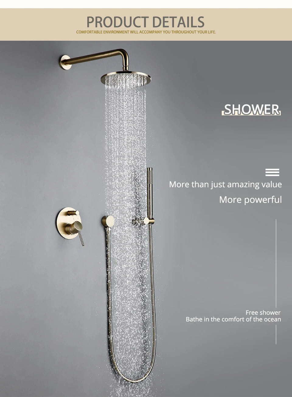 Shower System Wall Mount Bathroom Bath Faucet Brass