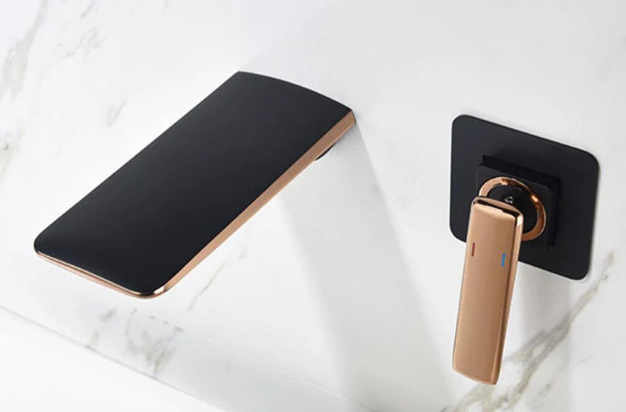 Black Rose Gold Wall Mounted Bathroom Basin Sink