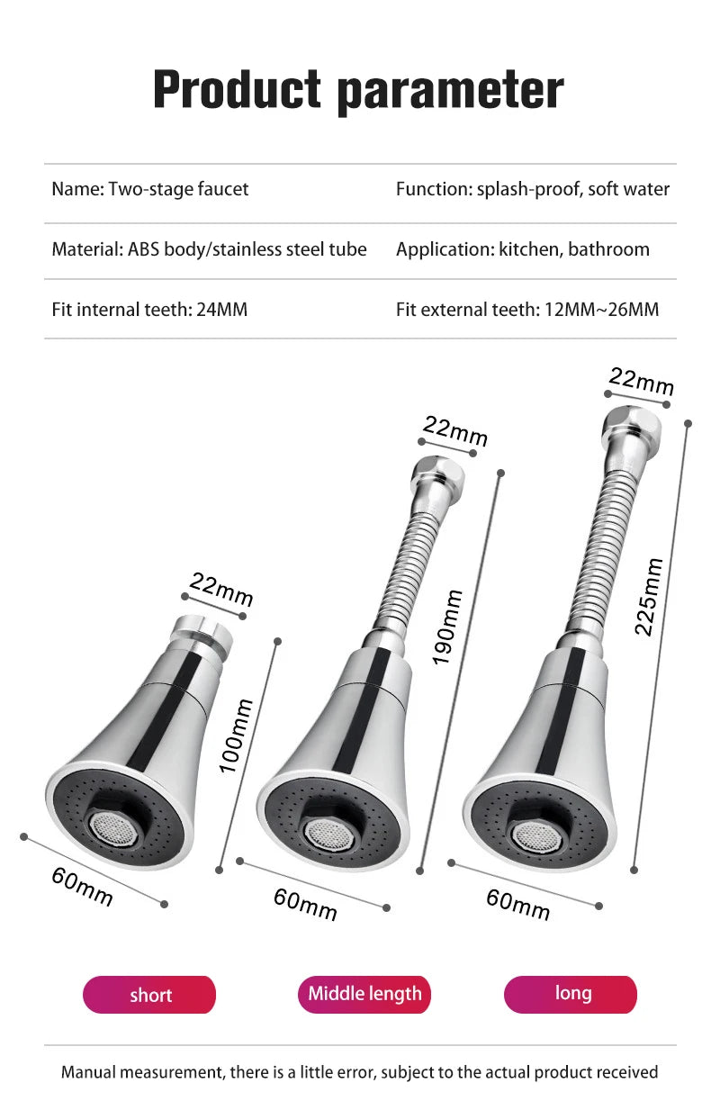 Universal Water Faucet Adjustable Pressure 360 Degree Rotating