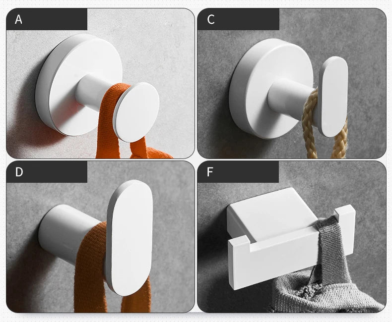 White Painted Stainless Steel Robe Hooks Wall Hang