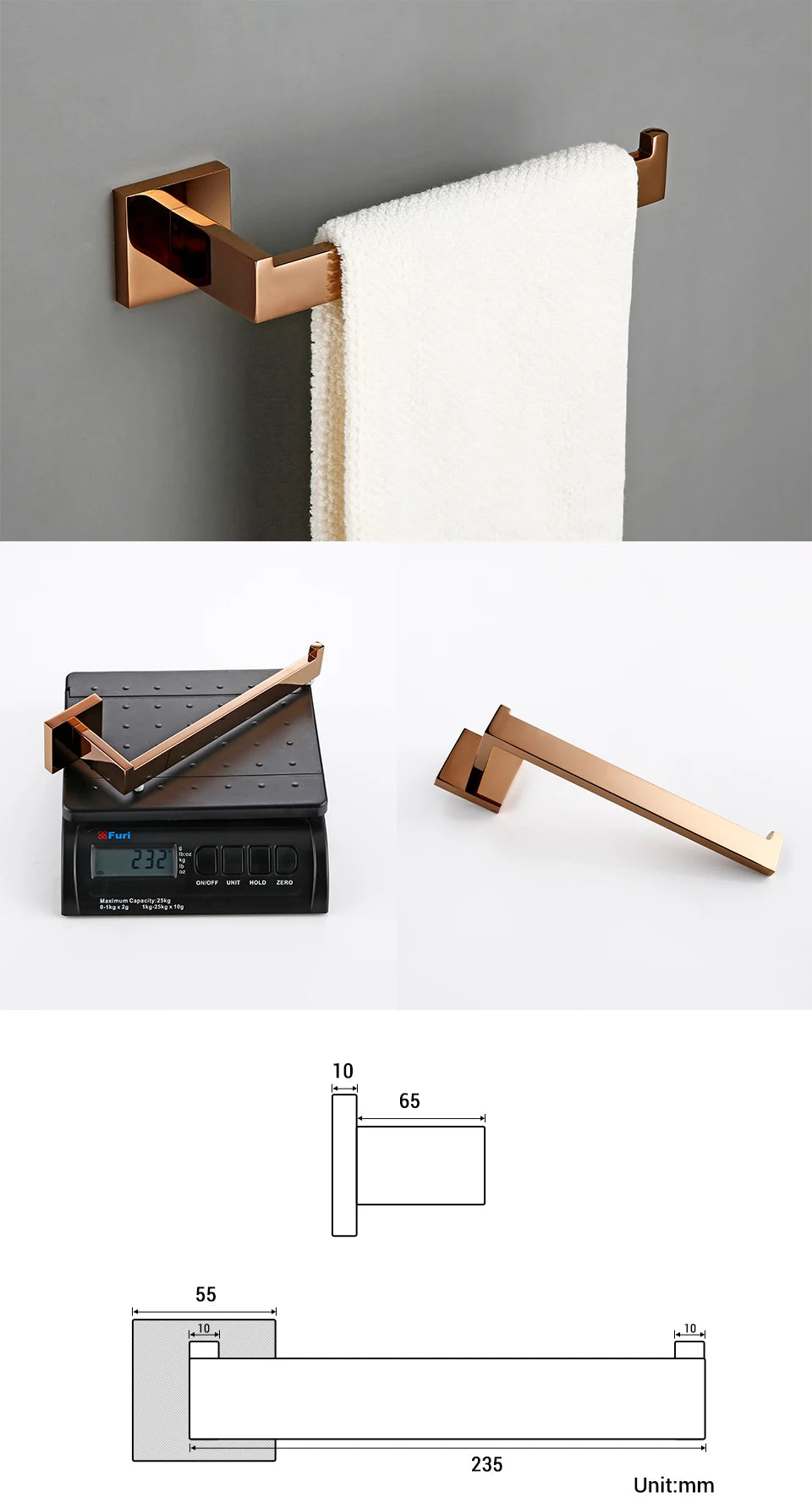 Bagnolux Rose Gold Stainless Steel Beautiful Wall Hook