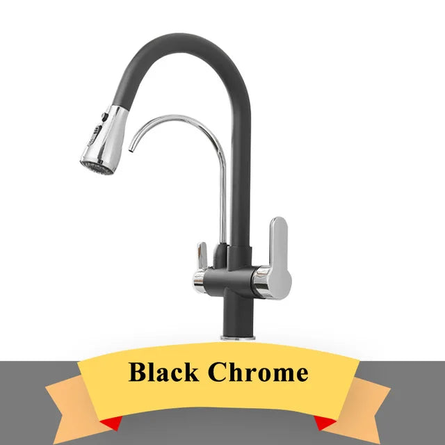 Gold Purify Water Faucet Deck Mounted Dual Handle