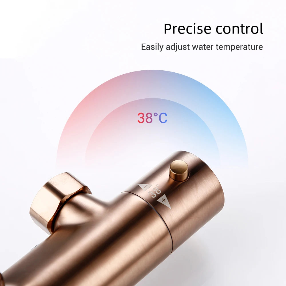 Thermostat Mixer Shower Wall Mount Bathroom Faucet Diverter