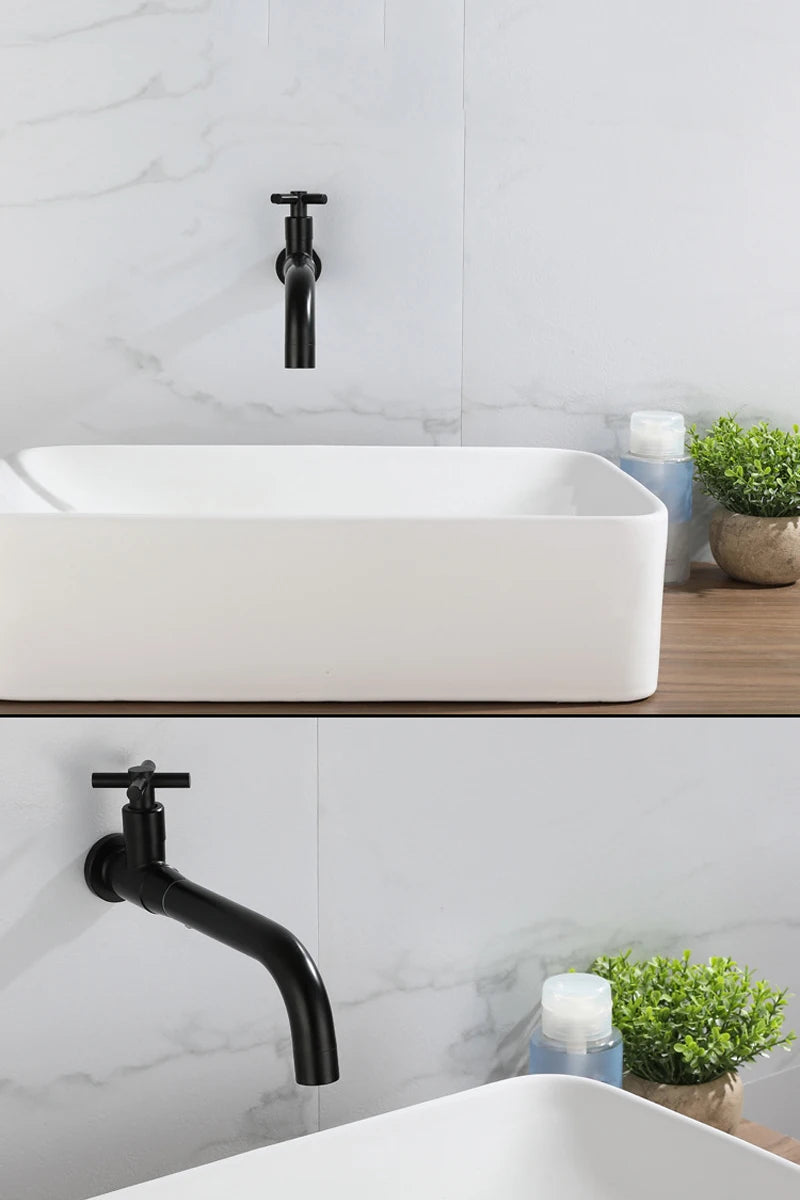 Basin Sink Faucet Bathroom Cold Water Tap Wall