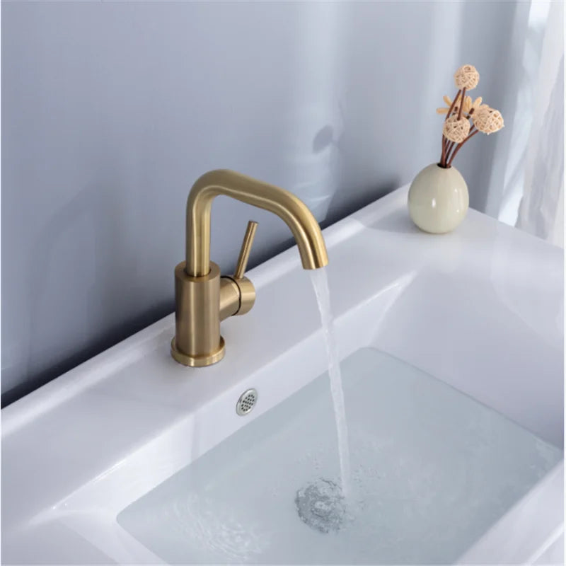 Bathroom Faucet Brushed Gold Bathroom Basin Faucet Cold