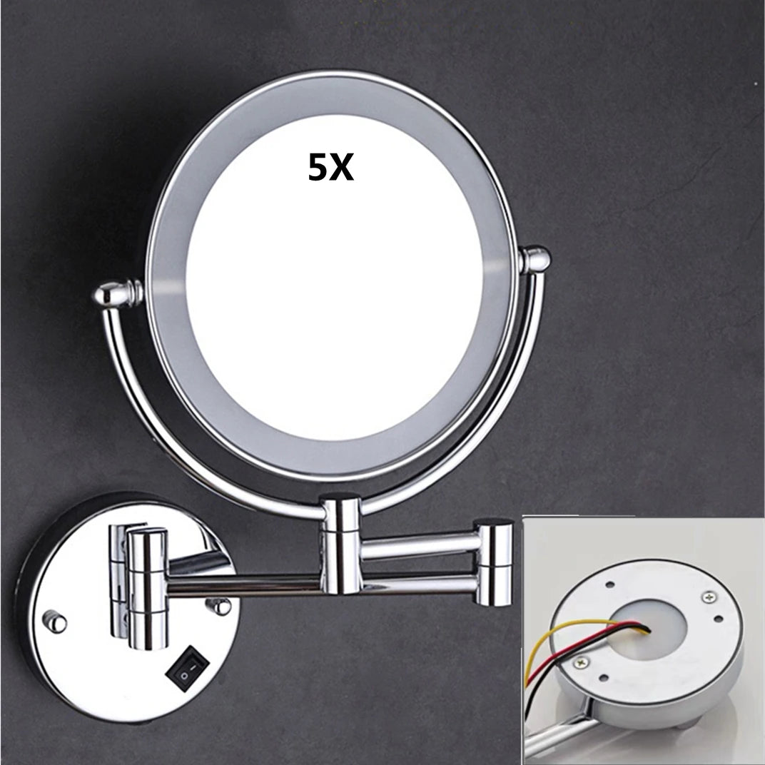 Silver Brass Dual Side Led Light Bathroom Mirror