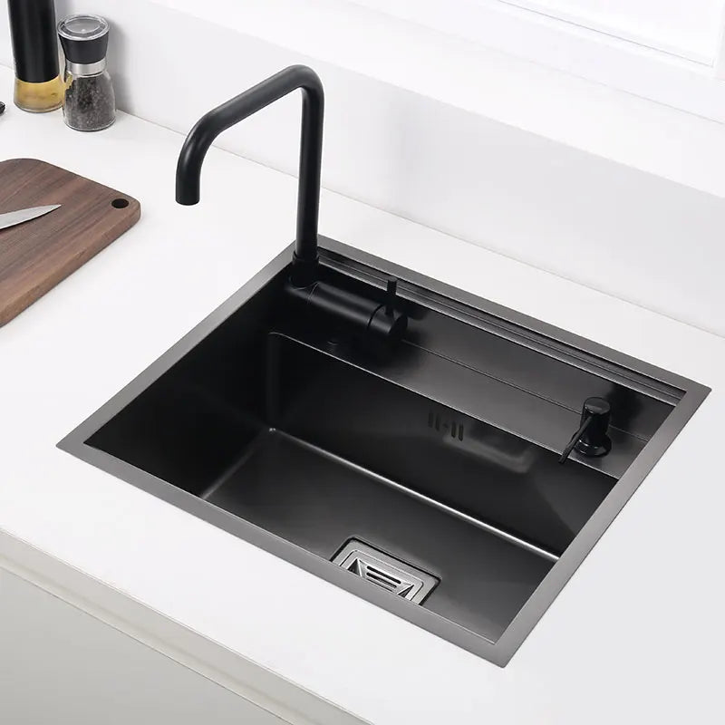 Black Hidden Black Sink Bowl Bar Stainless Steel