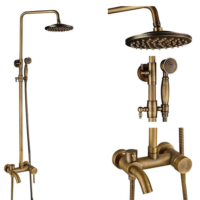 Shbshaimy Antique Brass Bathroom Shower Wall Mounted Rainfall