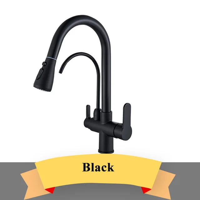 Gold Purify Water Faucet Deck Mounted Dual Handle