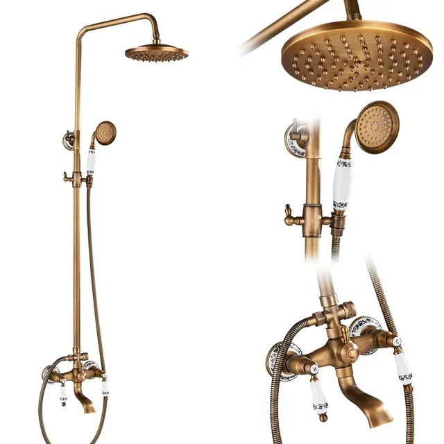 Rozin Brass Antique Bathroom Shower Faucet Wall Mount