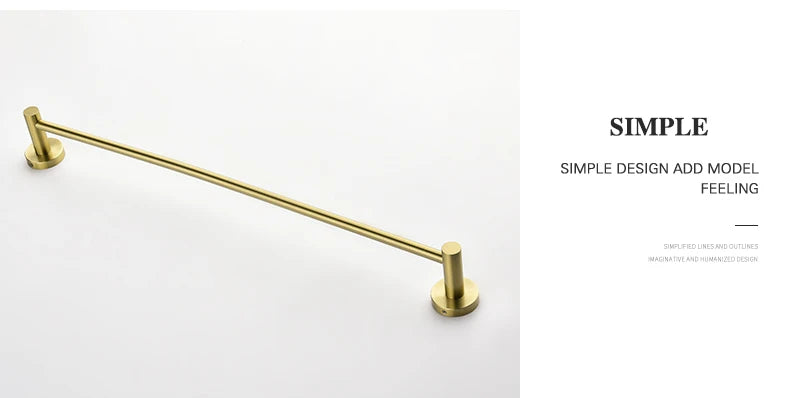 Brushed Gold Towel Bar Rack 304 Stainless Steel