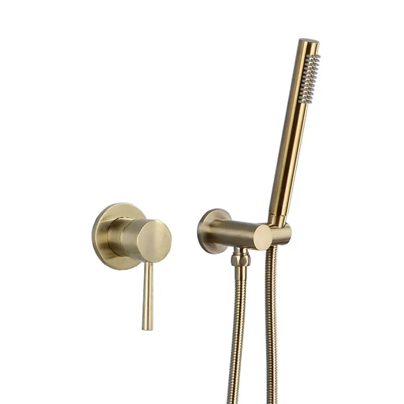Brass Round Handheld Shower Head Brushed Gold Finish