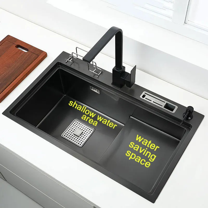 Black High Low Sink Sink Knife Holder Vegetable