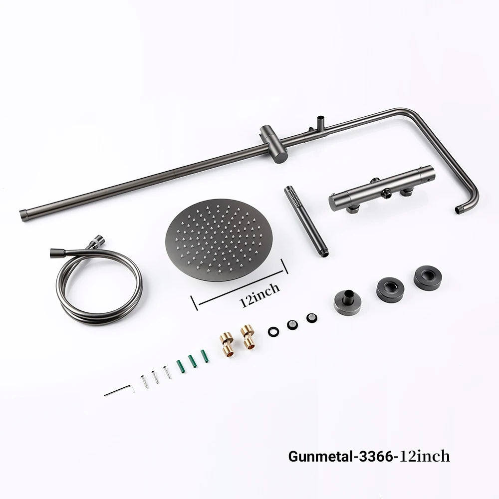 Thermostat Mixer Shower Wall Mount Bathroom Faucet Diverter