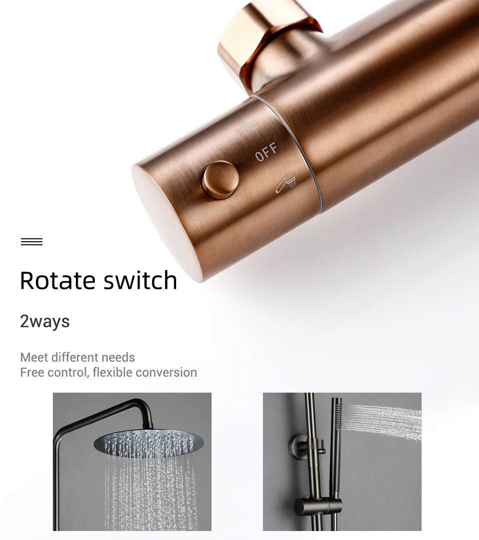 Thermostat Mixer Shower Wall Mount Bathroom Faucet Diverter