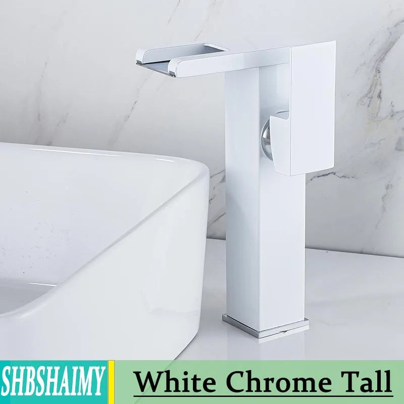Bathroom Hydropower Led Waterfall Faucet Sink Basin Mixer