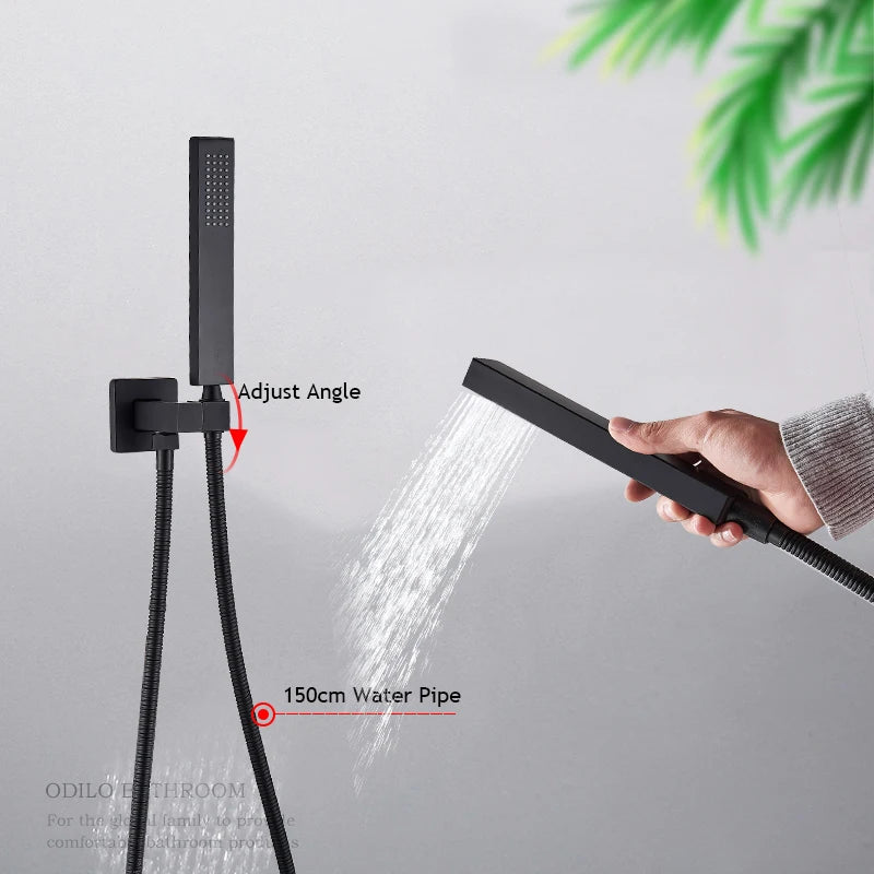 Matte Black Shower Faucet Rain Brass Shower Head