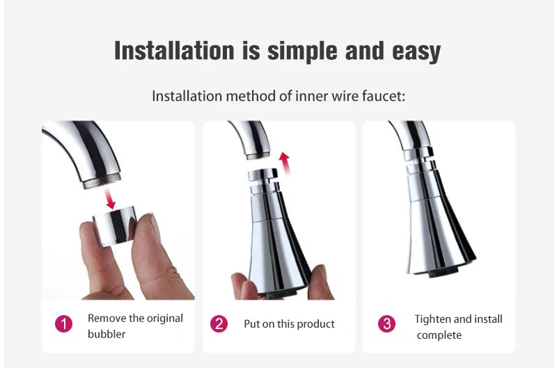 Universal Water Faucet Adjustable Pressure 360 Degree Rotating